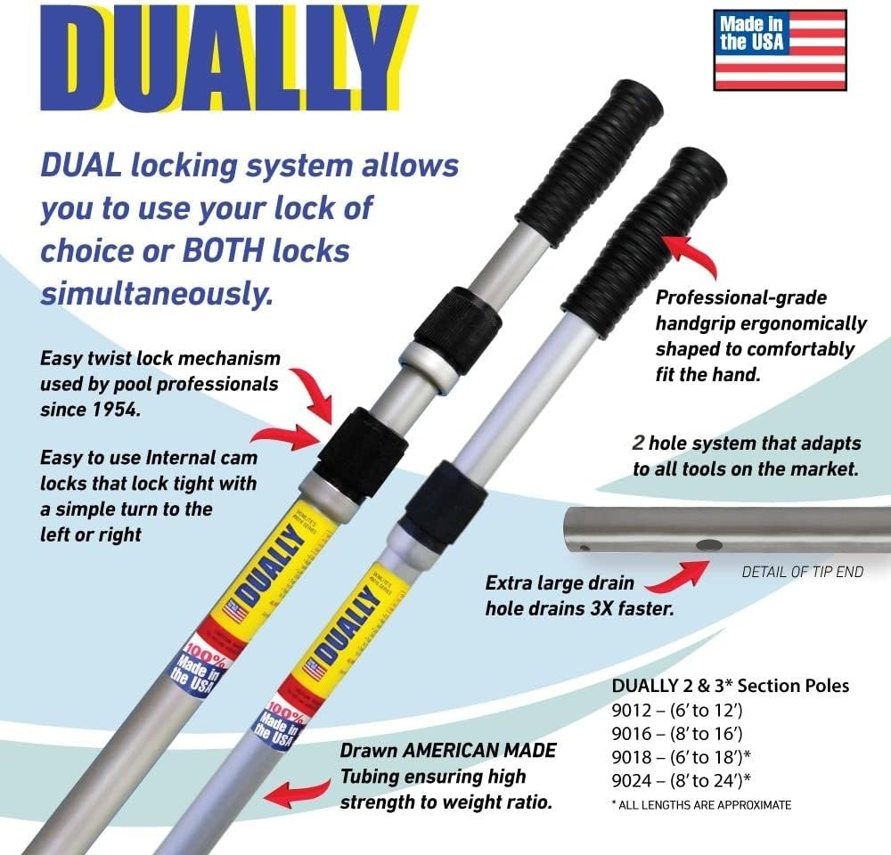 Skimlite Dually 9024 Telescopic Pool Pole 8-24 Ft Dual Locking Heavy Duty Alumin gallery