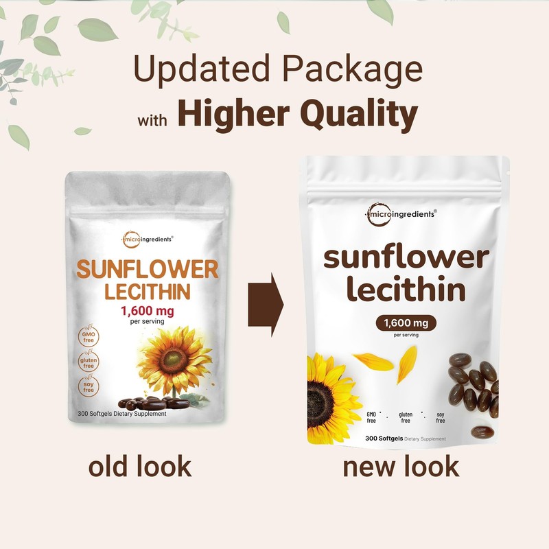 Micro Ingredients Sunflower Lecithin 1,600mg Per 300 Count (Pack of 1) gallery