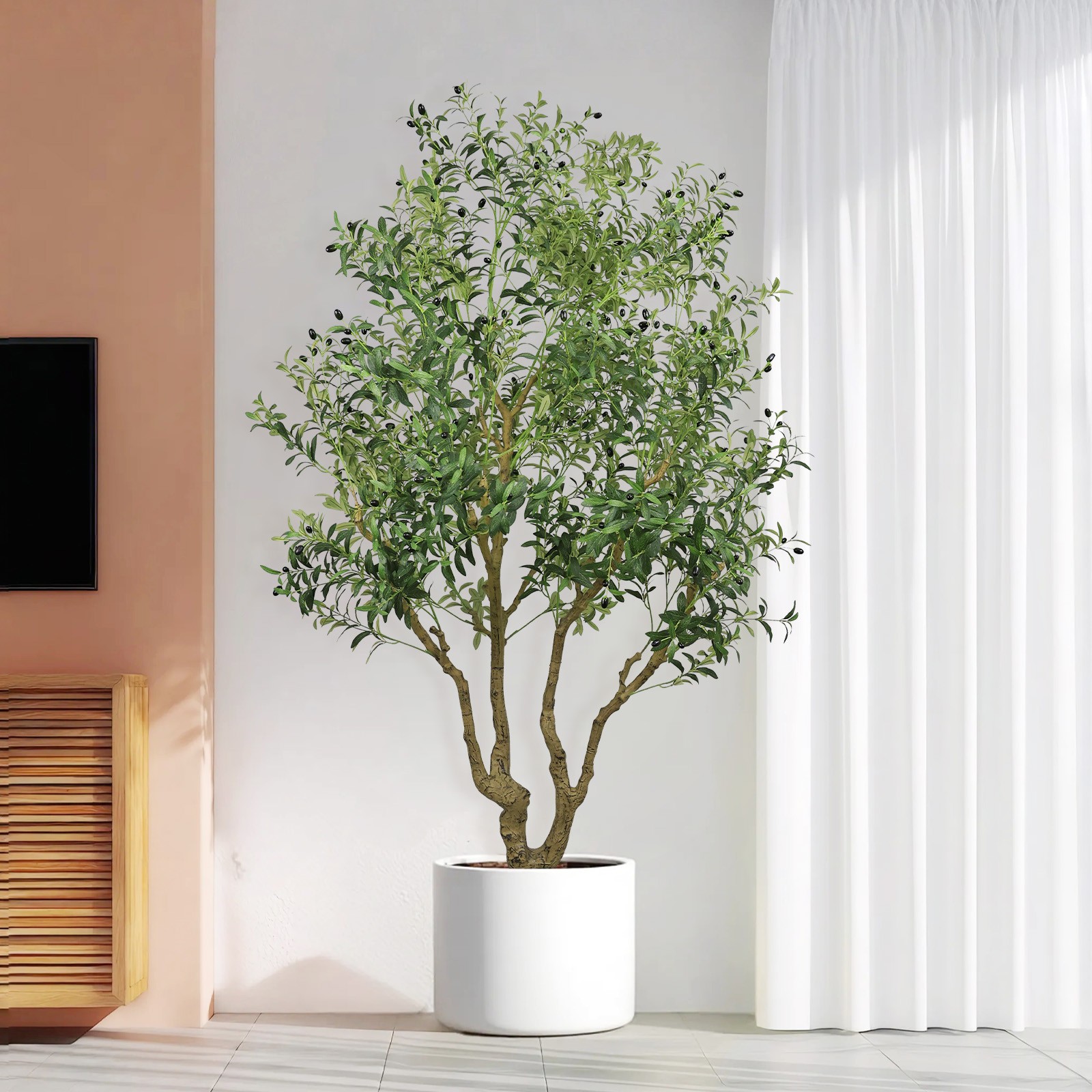 8FT Tall Artificial Olive Tree Large Faux Potted Tree Indoor/Outdoor Decor gallery