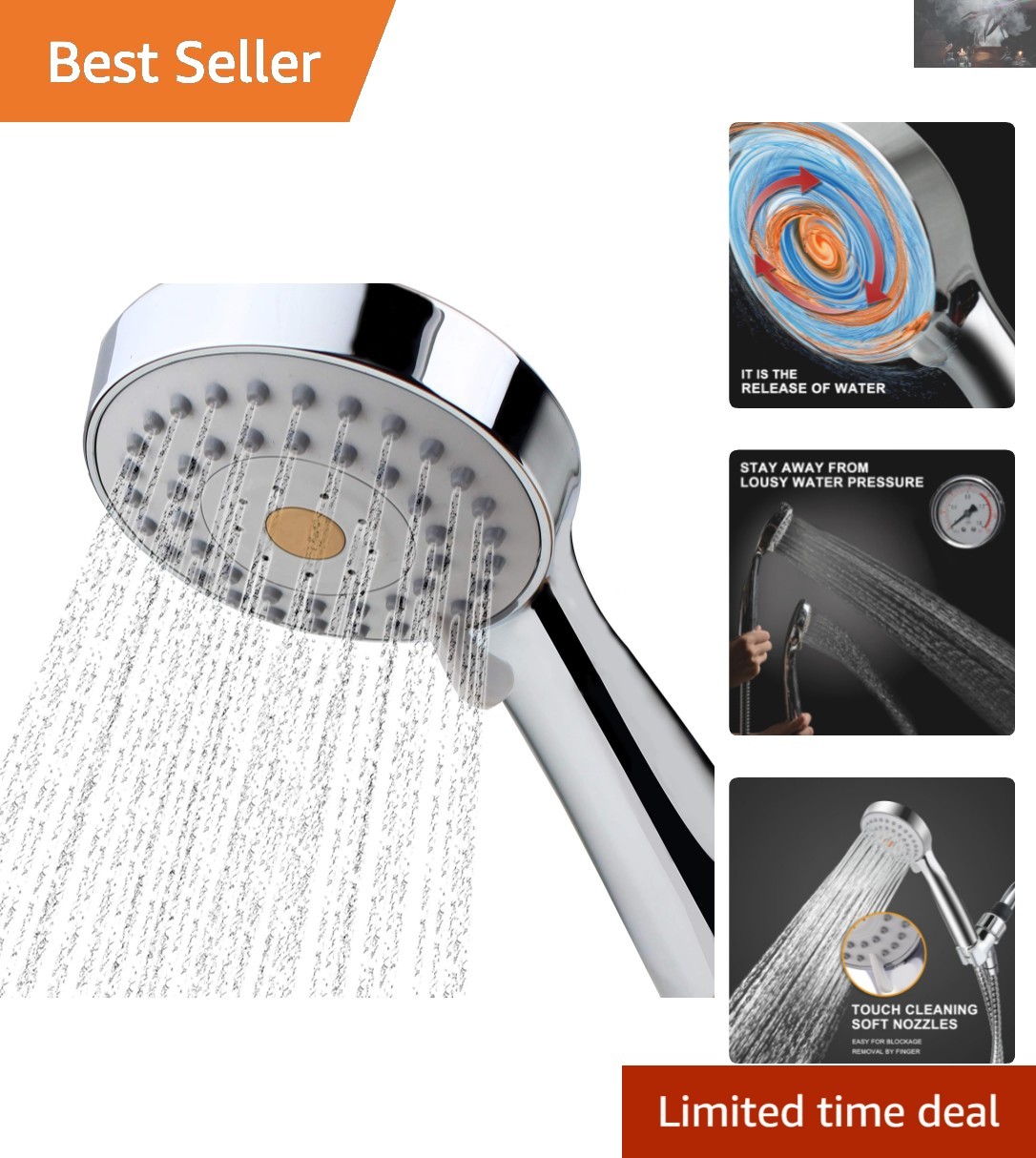 Modern High Pressure Handheld Shower - Powerful Spray & 79-inch Hose Included gallery
