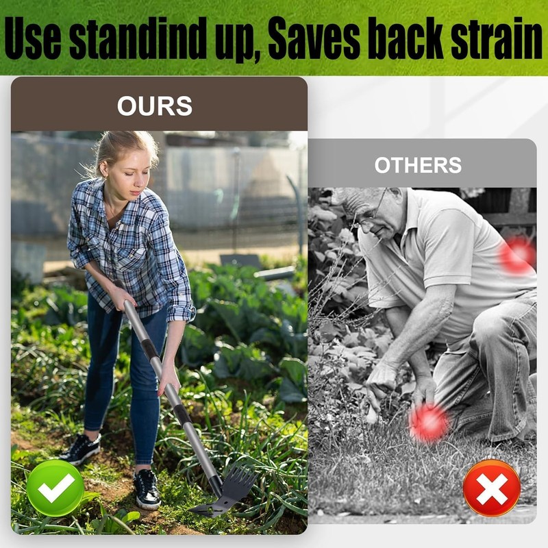 Weed Puller Tool with Long Handle, 60'' Weed Remover Weeding Tool, 2 in 1 gallery