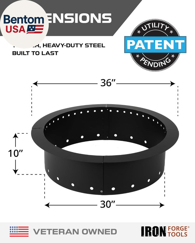 Smokeless Firepit - 36 Inch Outer/30 Inch Inner round Fire Ring Insert Liner - H gallery