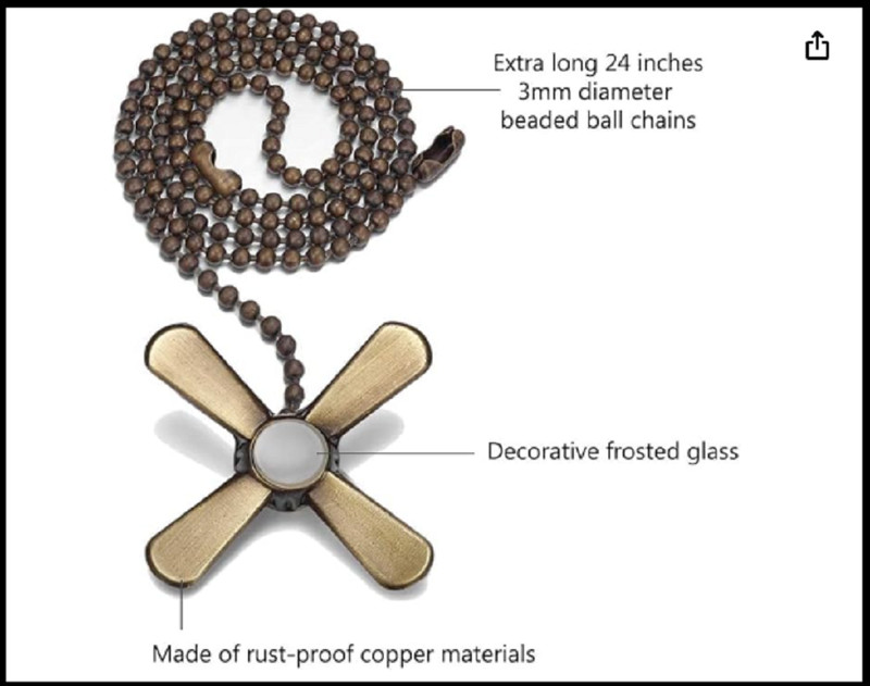Ceiling Fan Pull Extension Chain with Recognizable Fan and Bulb Cord,... gallery