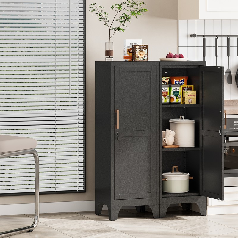 Metal Storage Cabinet with Locking & Adjustable Shelves for Home/ Kitchen Office gallery