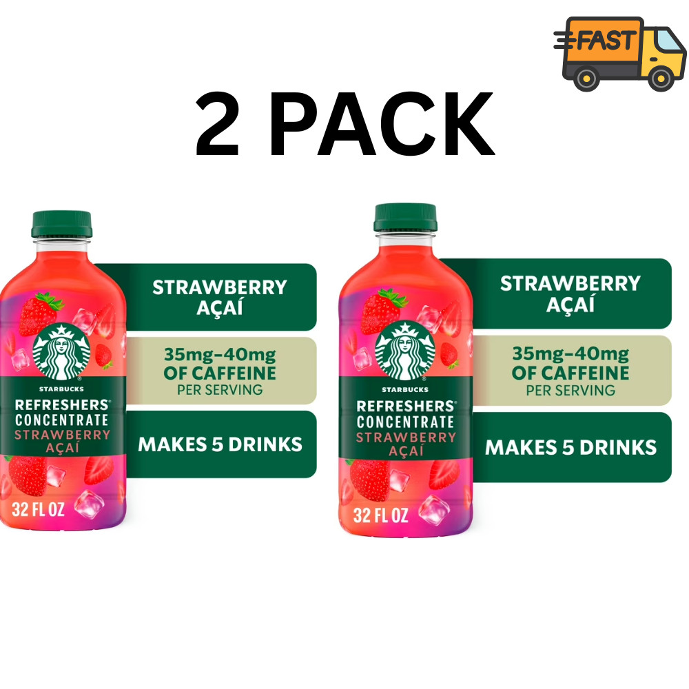 Starbucks Refreshers Strawberry Acai Concentrate Drink 32 fl oz Pack of 2 gallery