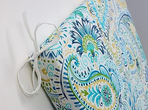 Paisley Indoor/Outdoor Solid Back Chaise Lounge 80" x 23" Blue/Yellow Gilford gallery