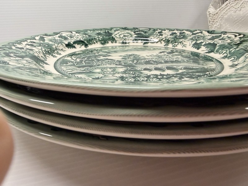 Legend British Heritage Earthenware Dinner Plate Set 4 Belmont Green Toile - New gallery