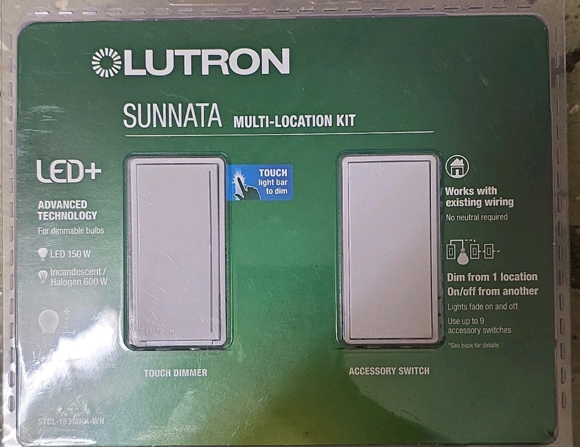 Lutron Sunnata LED+ Multi-Location LED Illuminated Touch Light Dimmer Kit White gallery