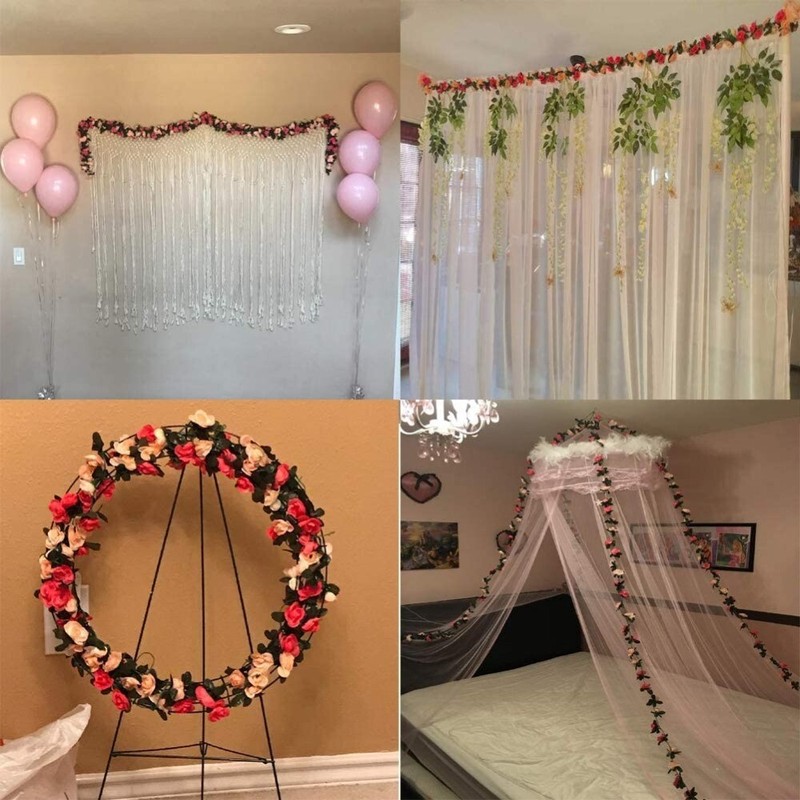 2 Pack Artificial Rose Vine Cherry Blossom Garland Flower Hanging Wedding Party gallery