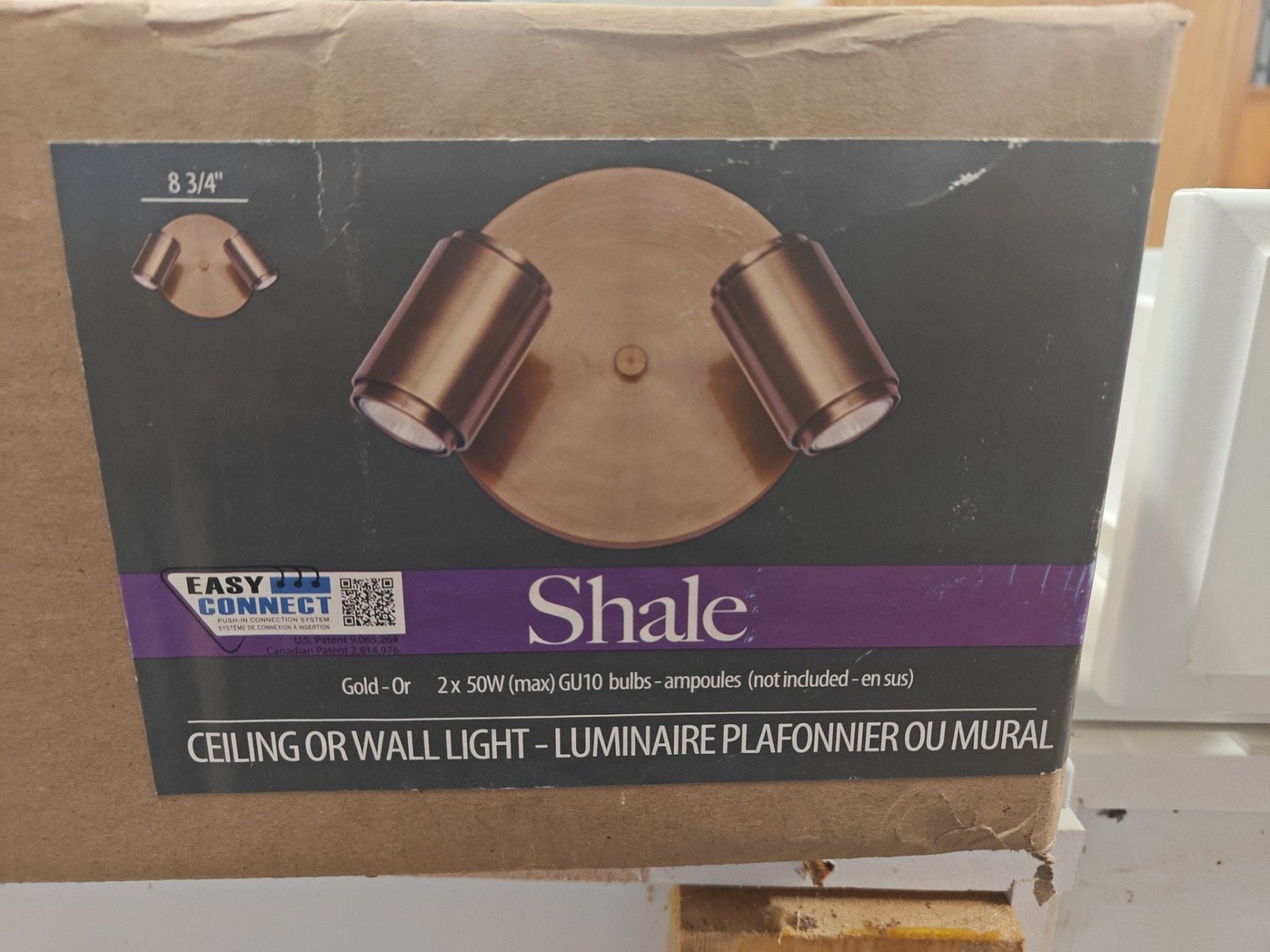 Canarm Shale 2-Light Flush Mount Ceiling or Wall Spotlight, Gold Finish gallery