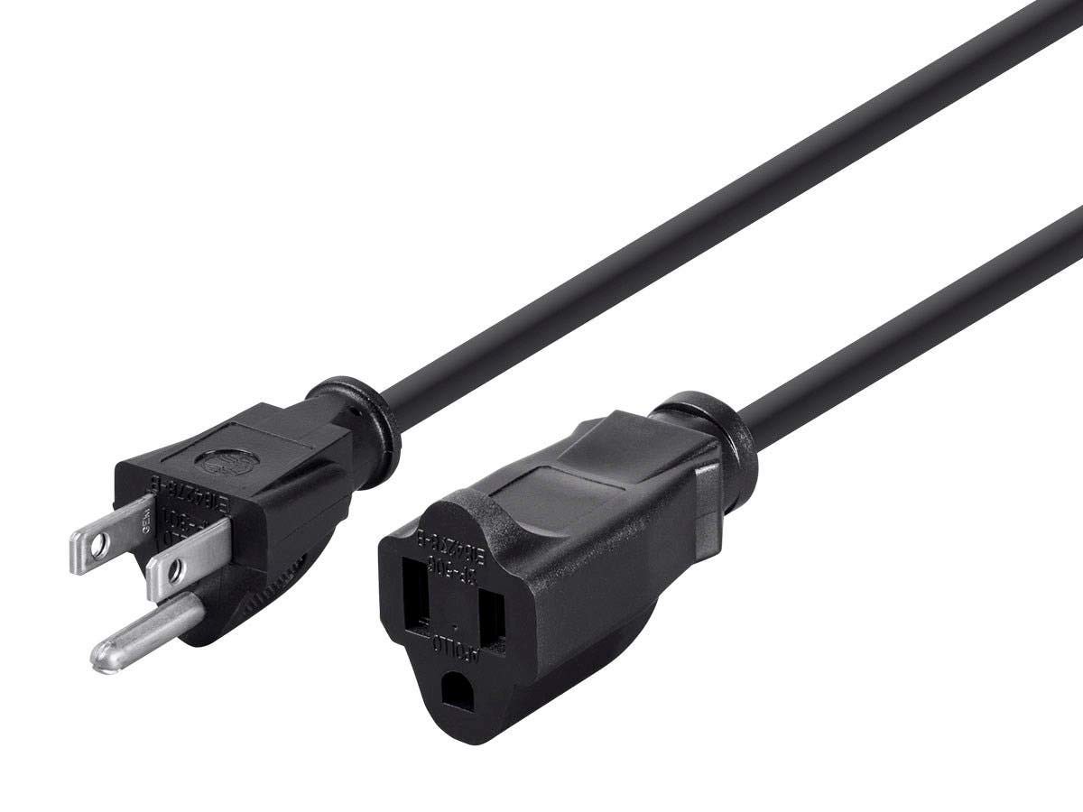 Monoprice Extension Cord - 3 Prong, NEMA 5-15P to 3 Feet, Black - 13A gallery