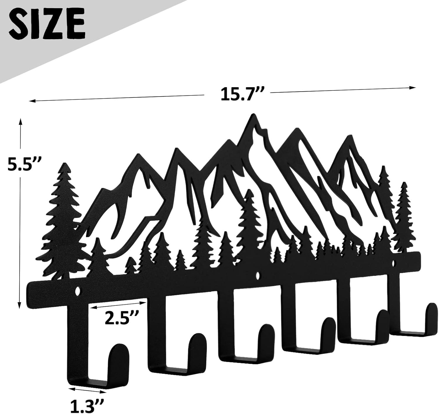 Qmetalart Mountain Coat Rack Wall Mount Hook Organizer Key Hat Towel Black gallery