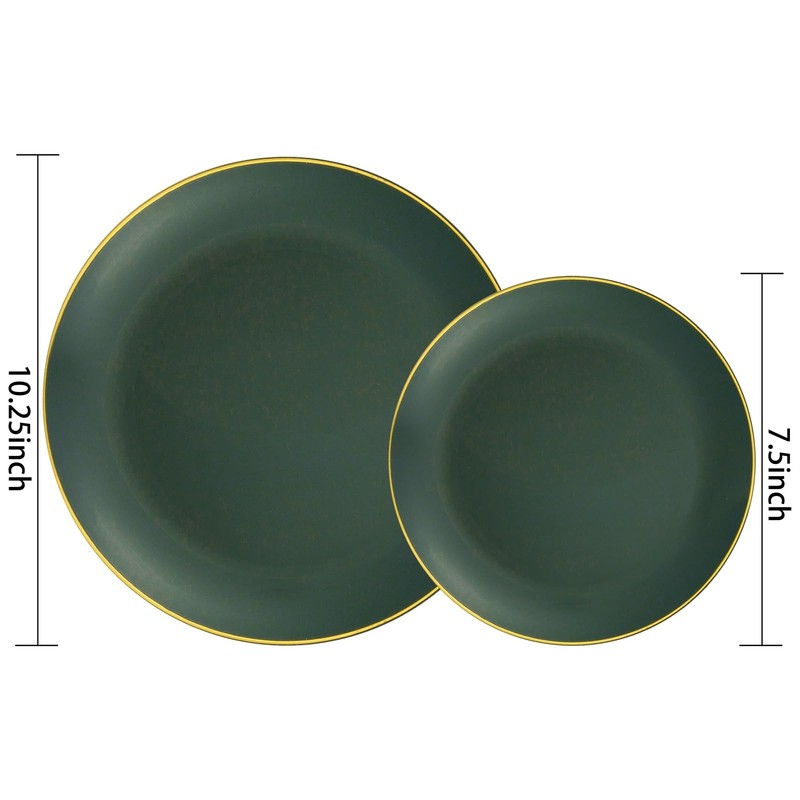 100PCS Elegant Plastic Plates Set Gold Rim | 10” Dinner 7.5” Dessert Party Table gallery