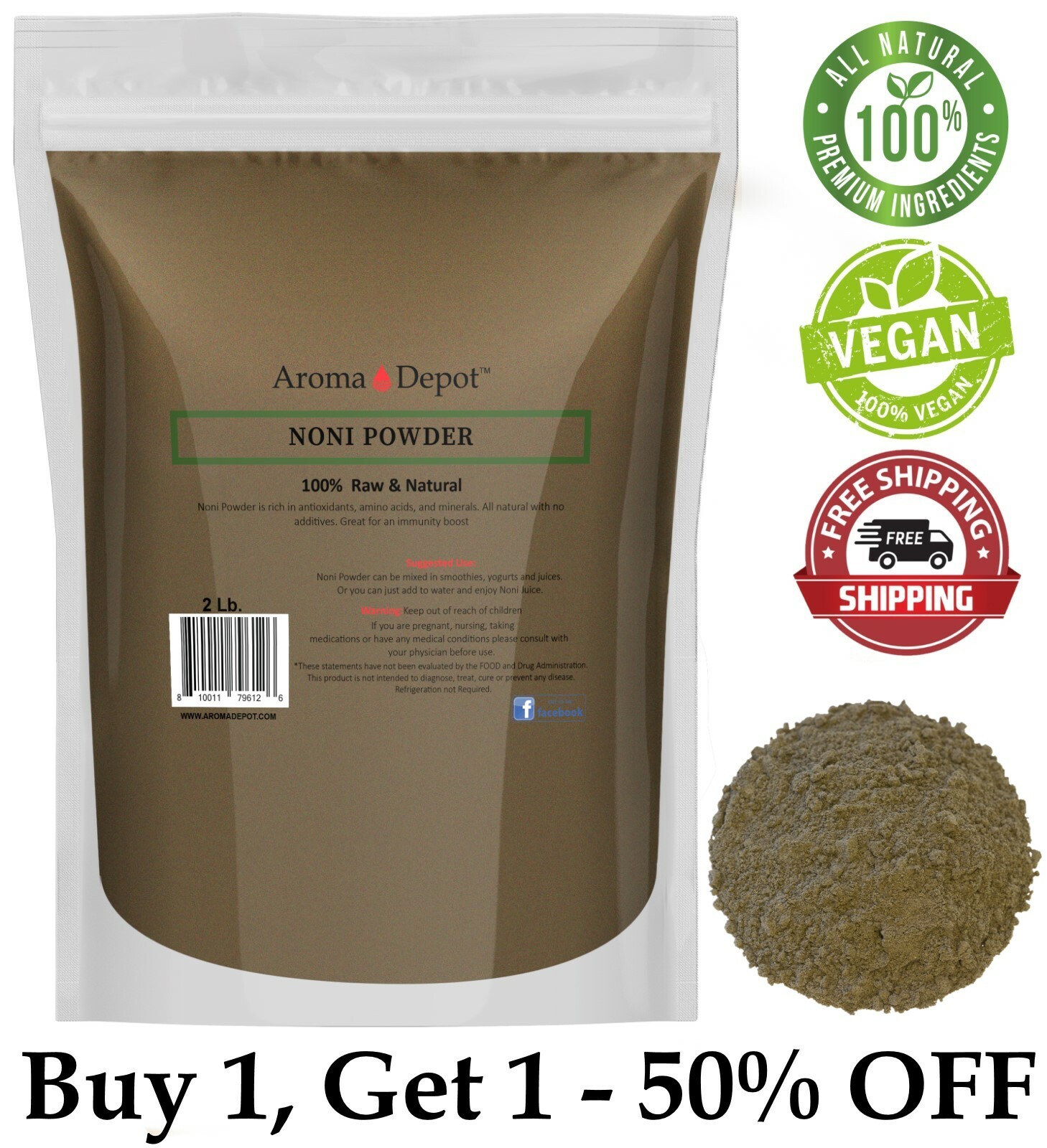 2lb Noni Powder Herb Tea Natural Raw Herbal Remedy Morinda citrifolia 2 Libras gallery