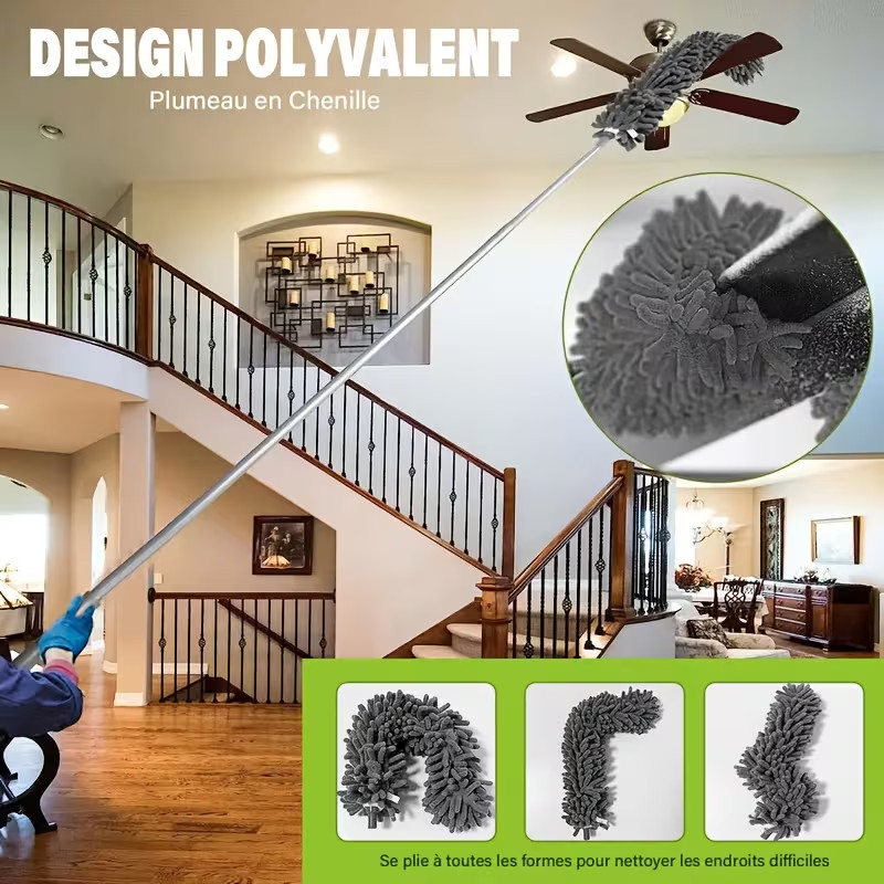 7Pcs Microfiber Ceiling Fan Duster-Cobweb Cleaner Brush Kit Telescopic Extension gallery