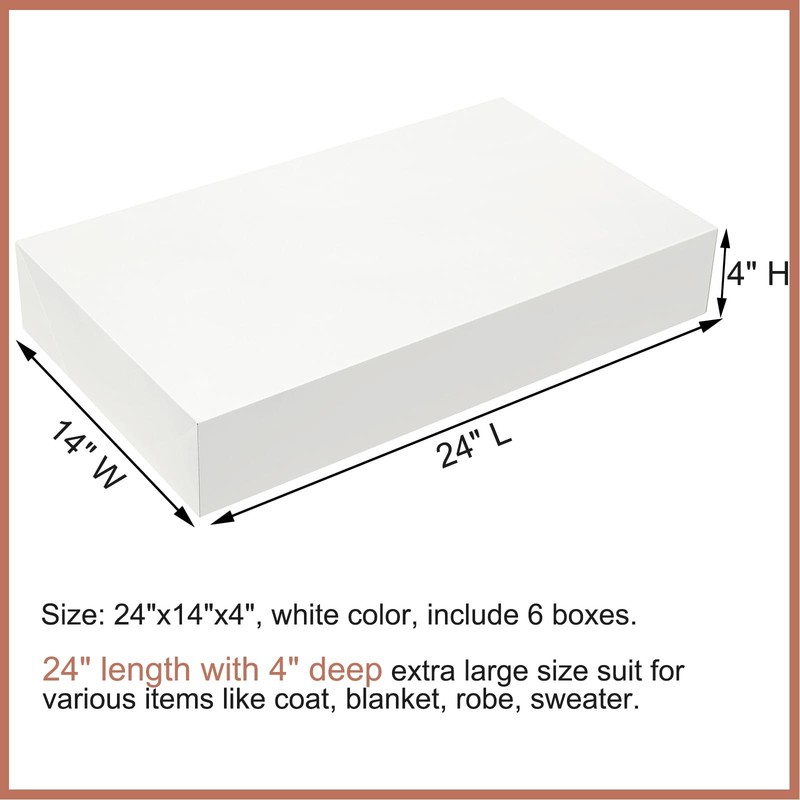 White Extra Large Gift Boxes Lids 6 PCS 24x14x4 Inches Deep Coat Clothes Robe gallery