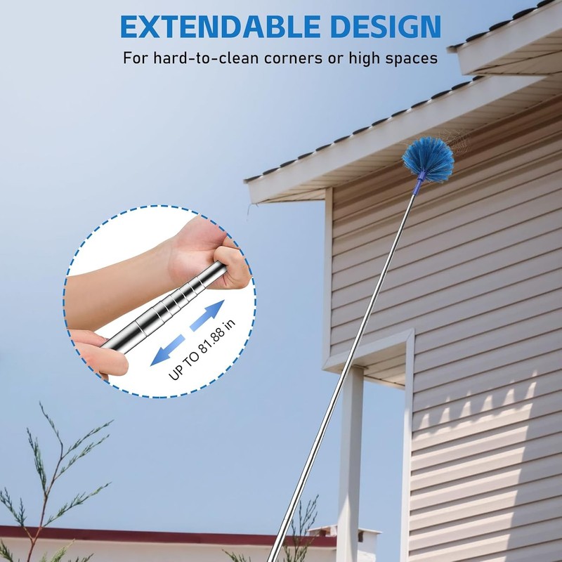 Cobweb Duster with Extension Pole, Retractable Dusters for Cobweb Cleaning 90-in gallery