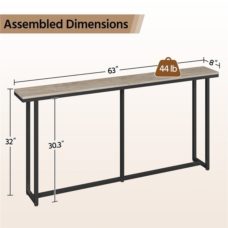 63 in Narrow Long Console Table Behind Couch Table for Living Room Hallway Entry gallery