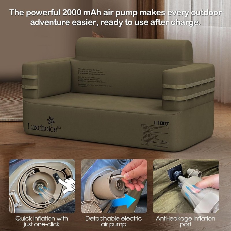 Inflatable Sofa Multifunctional Air Couch with Built-In Pump Portable Luxury USA gallery
