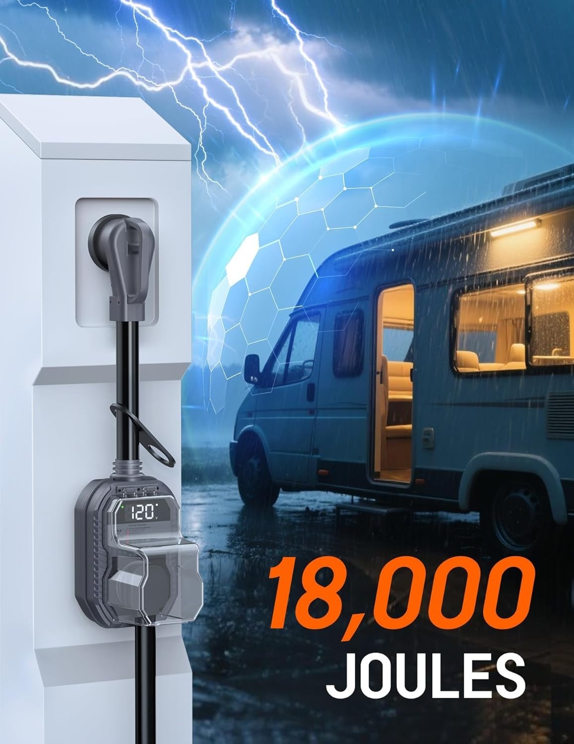 18,000J RV Surge Protector 50 Amp with LED Display, 50 Amp Surge Protector for R gallery