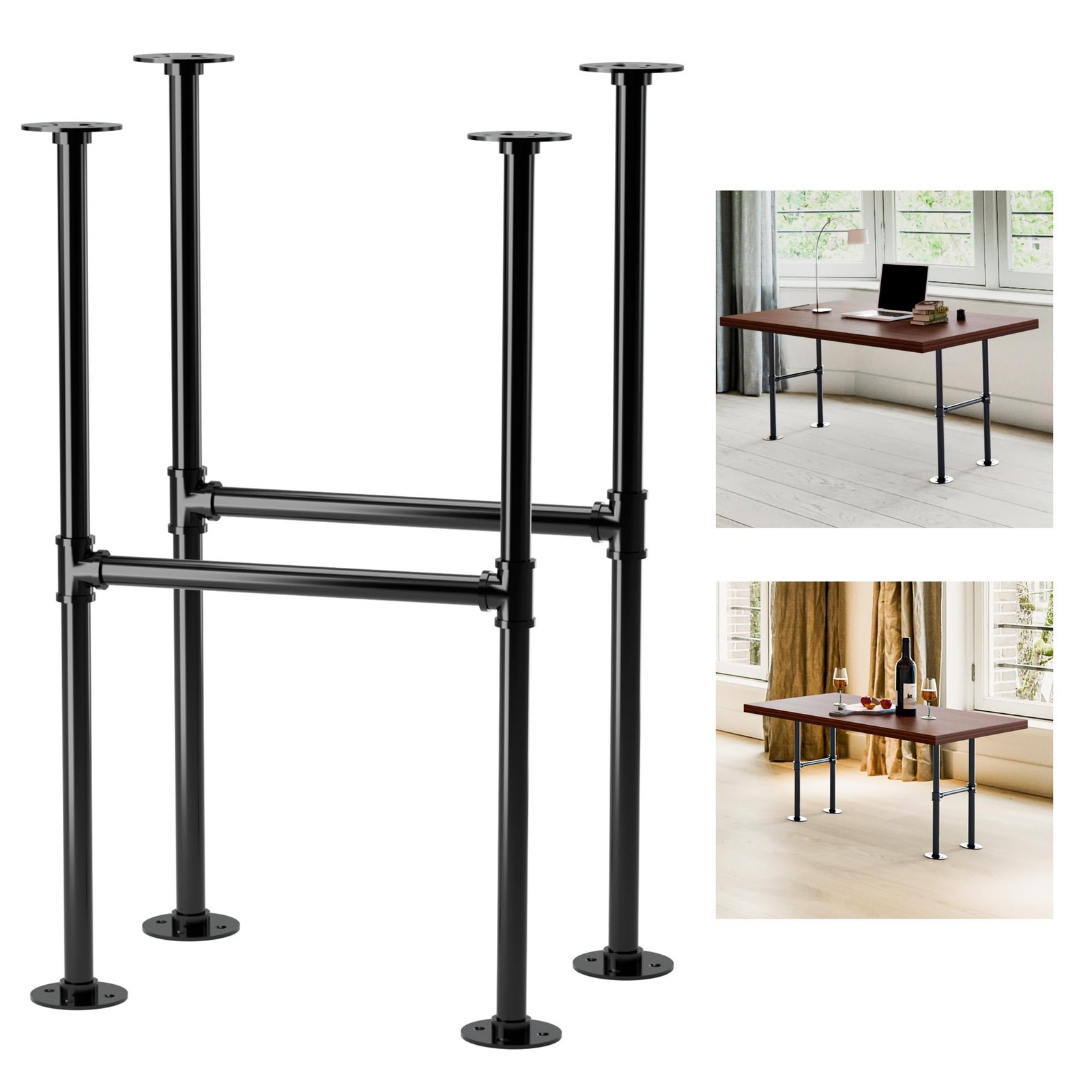 Yes4All 30" H-Shape Metal Table Legs, Industrial Steel, Heavy-Duty, Black Finish gallery