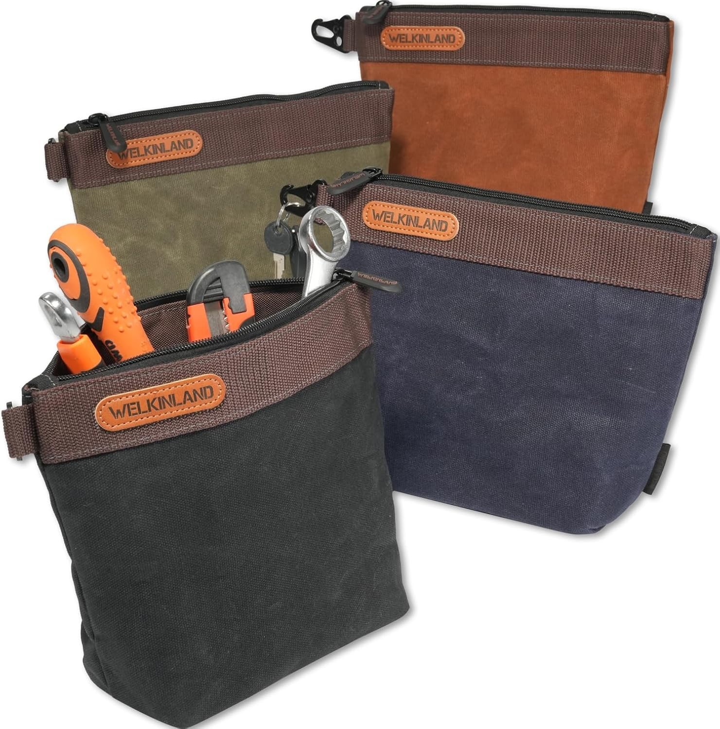 Waxed Canvas Tool Pouch 4 PCS Set, 10 Inch Tool Pouches with Zipper, BRAND NEW gallery