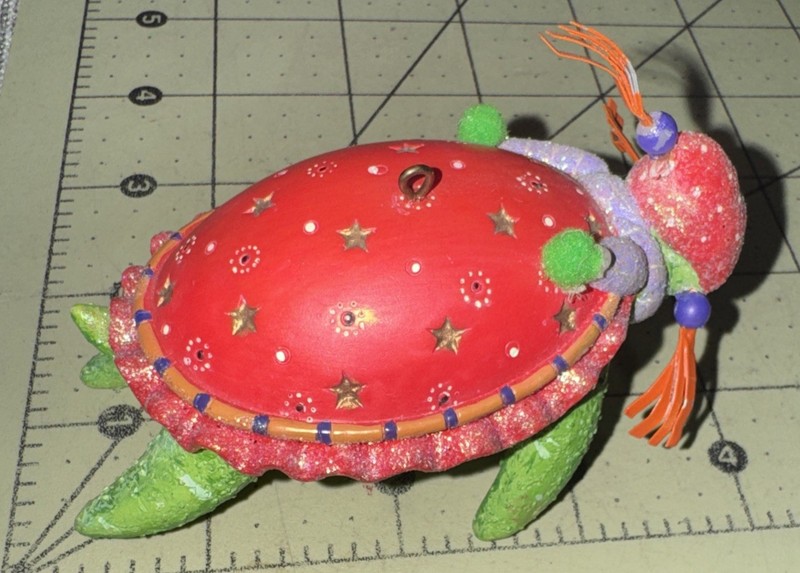 Whimsical Green Sea Turtle Red Shell With Beanie & Scarf Ornament Krinkles? gallery
