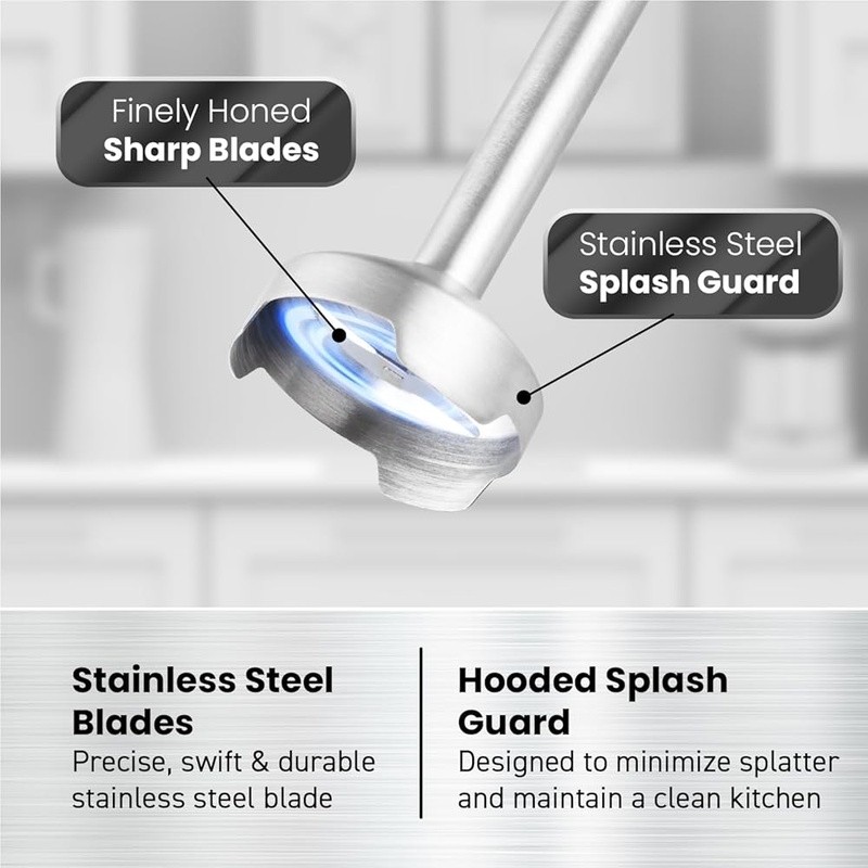 Cordless Immersion Blender Adjustable Speed Stainless Steel Blades Kitchen Mixer gallery
