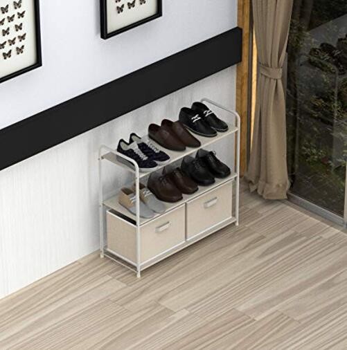 3-Tier Closet Storage with 2 Drawers Beige, 3-Tier Storage gallery