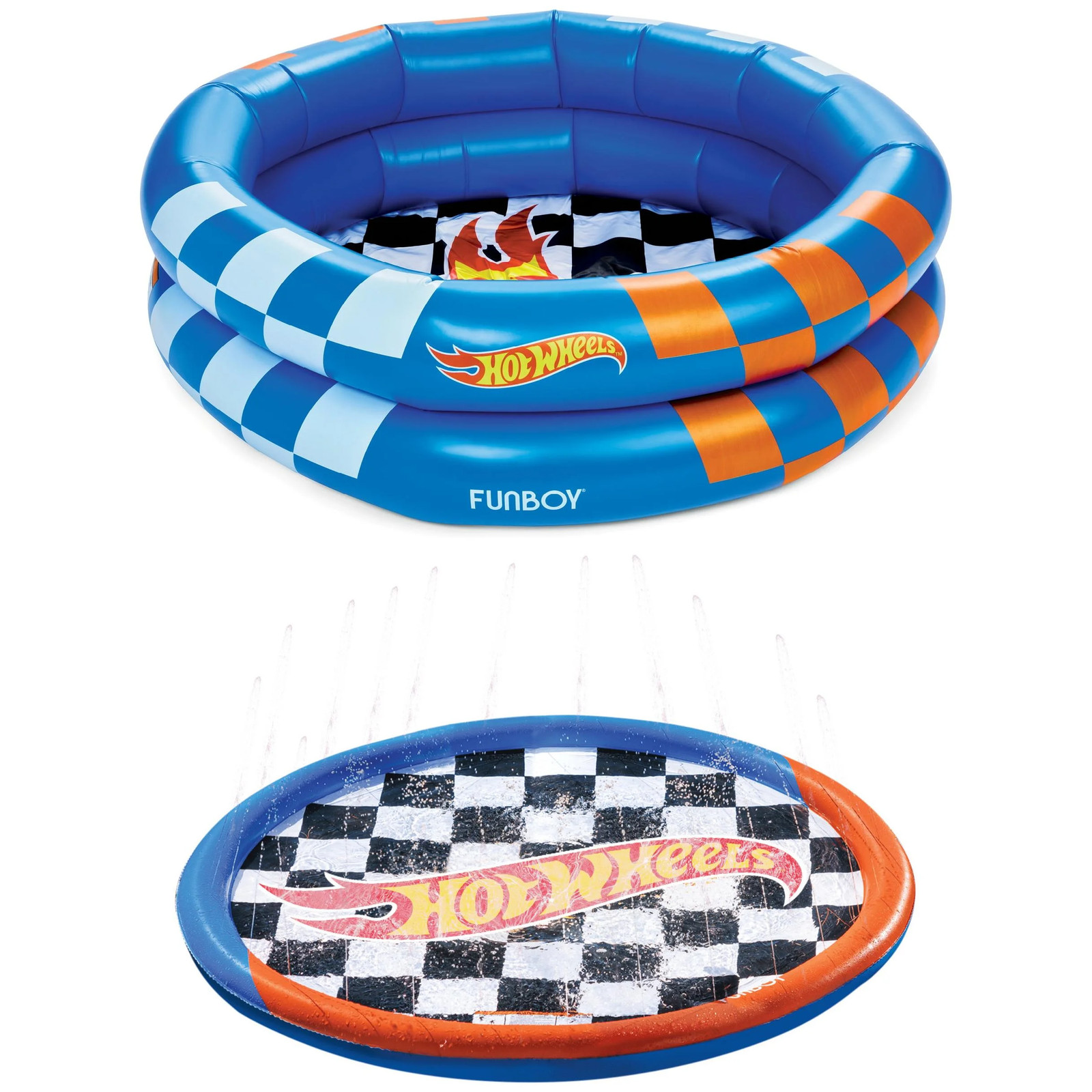 Hot Wheels Inflatable Pool 48 by Funboy 2 Ring with Splash Pad gallery
