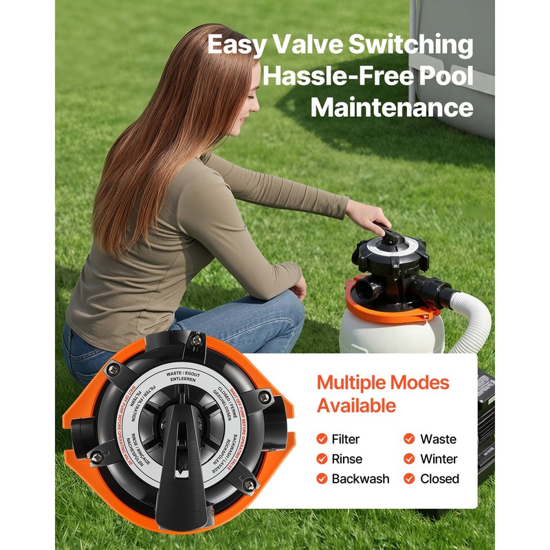 Uimoso 10" Sand Filter Pump with Timer for Above Ground Pools, 3000 GPH, 0.33HP gallery