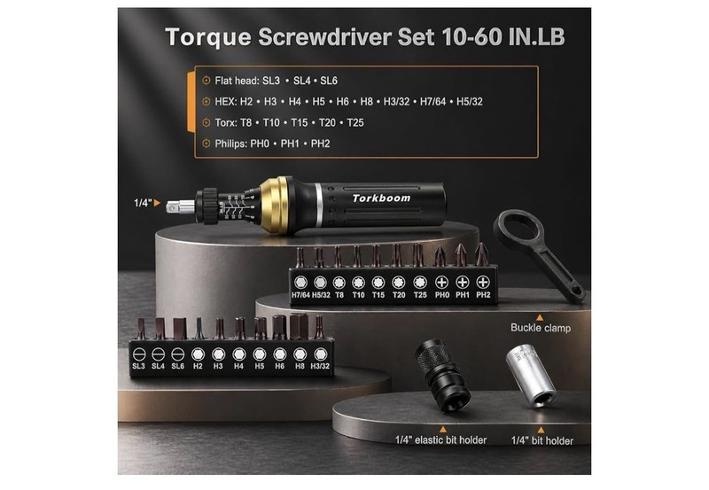 Torkboom PB6036 Adjustable Torque Screwdriver Set 1/4" 22pcs w/ Calibration Cert gallery