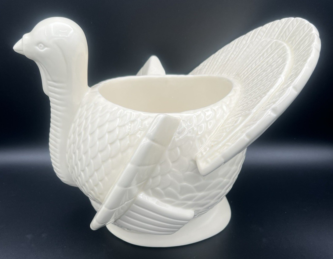 Bath & Body Works 3 Wick Turkey Candle Holder Cream Colored Large Ceramic gallery