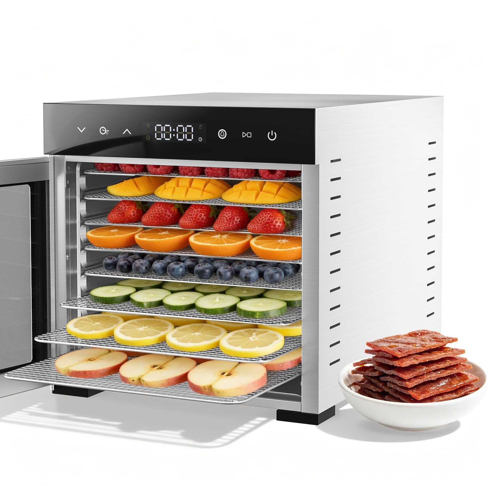 OLIXIS Food Dehydrator Machine, 500W Jerky Dehydrators w/8 Stainless Steel Large gallery