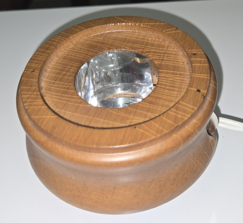 Lighted Wood Display Stand, Round, with Wall Plug and On/Off Switch, NOS gallery