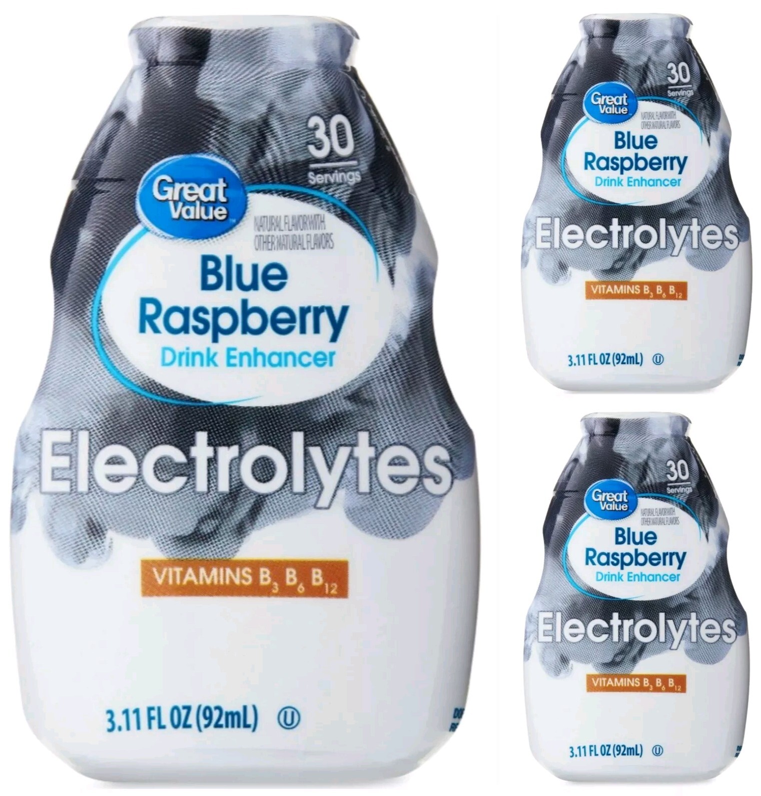 3 Pack Great Value Blue Raspberry Drink Enhancer Mix Electrolytes 90 Servings gallery