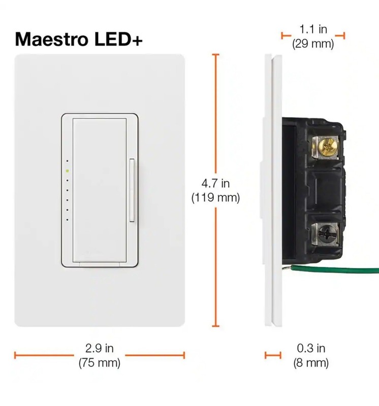 Lutron Maestro Multi-Location LED Toggle Light Dimmer, LigthAlmond MACL-153MH-LA gallery