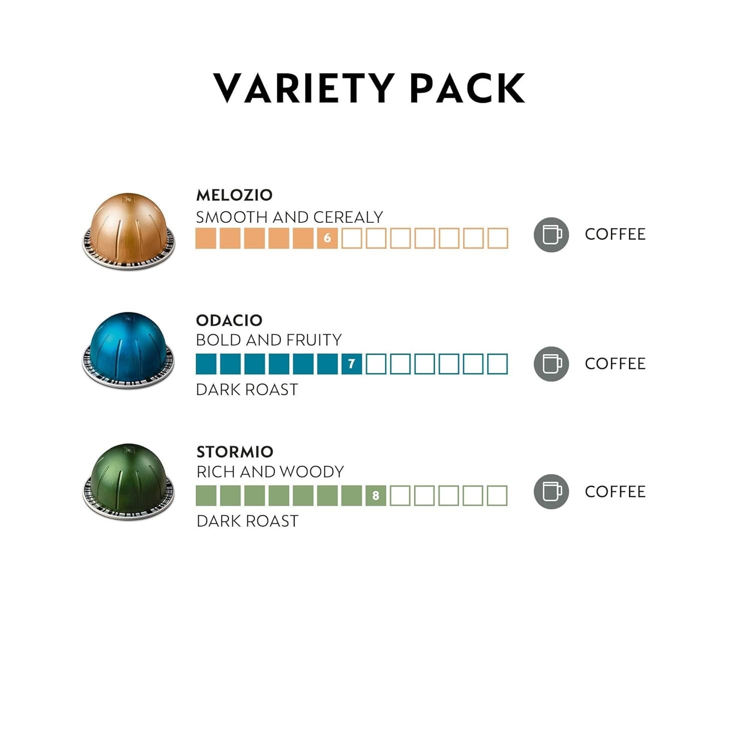 Nespresso Capsules Vertuo, Variety Pack, Medium and Dark Roast Coffee, 30 Count gallery