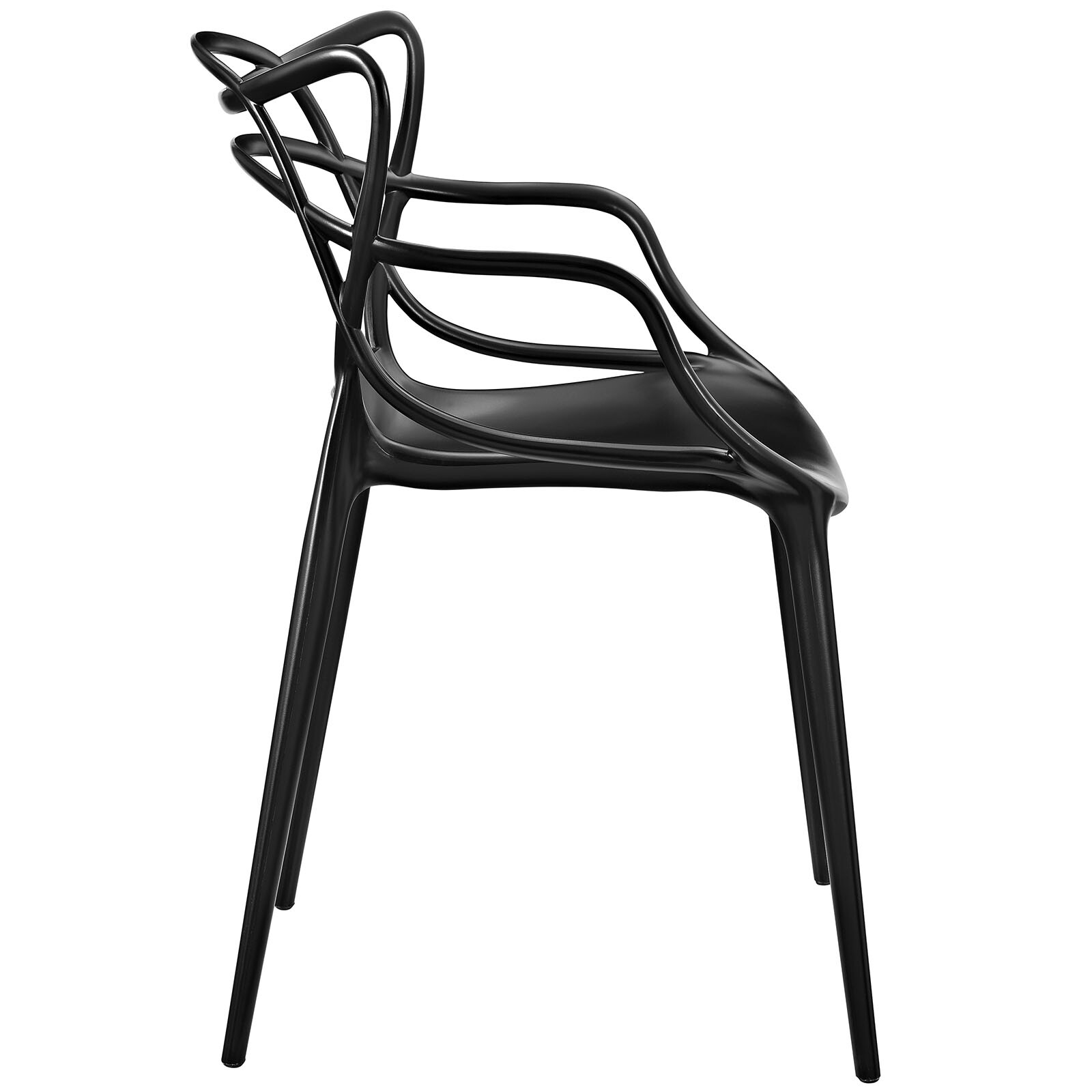 Modway Contemporary Modern Unique Molded Plastic Accent Dining Armchair in Black gallery