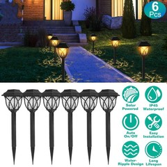 6Pack Solar Powered Stake Light Outdoor Decorative Landscape Lamp IP45 Waterproo