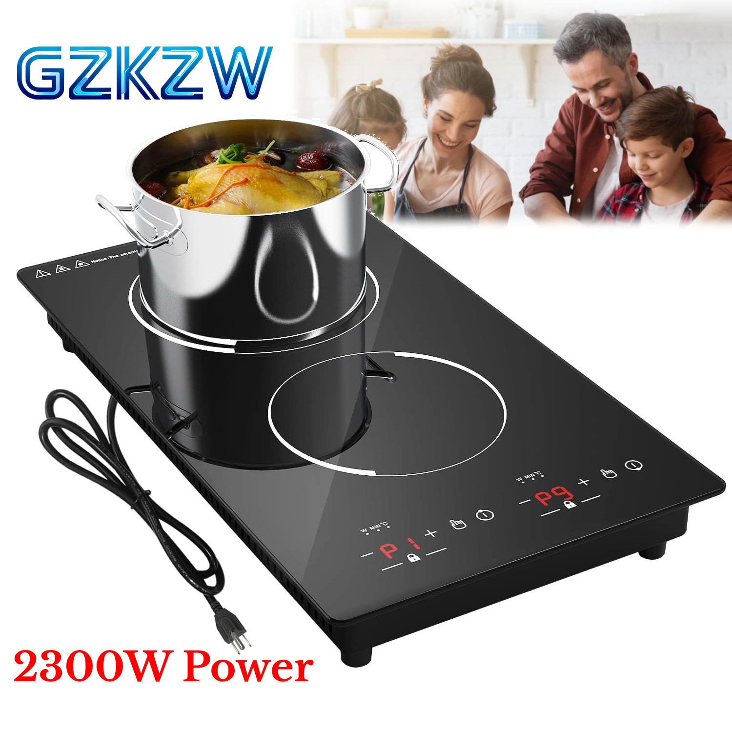 Electric Cooktop Double Burner Induction Drop-in Electric Stove Top 110V 2300W gallery