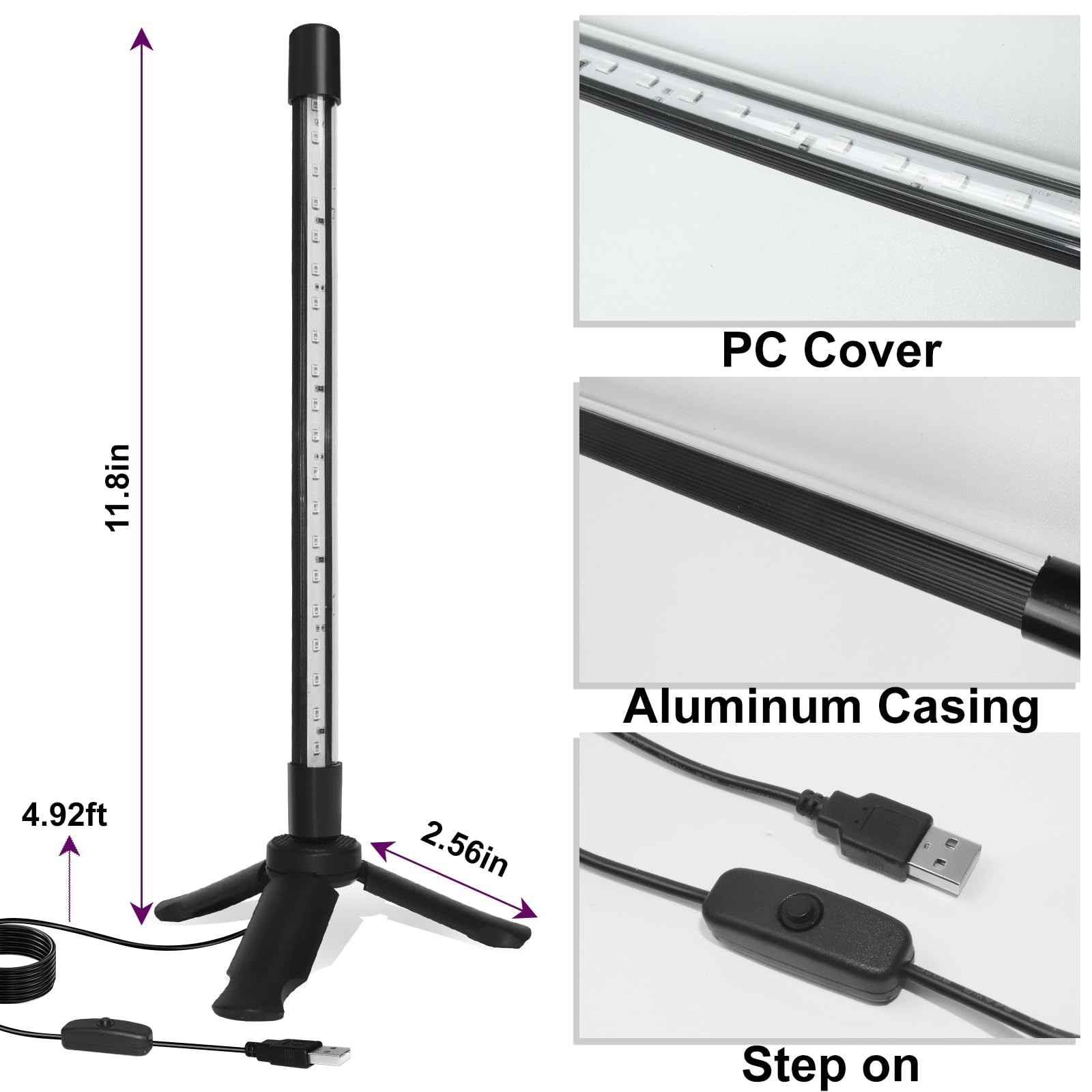 1 Pack LED Black Lights, Upgraded Triangular Bracket Vertical Standing Table ... gallery