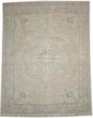 Muted Beige Antique Distressed Oriental Rug Classic Floral Carpet 9’5X12’5 ft