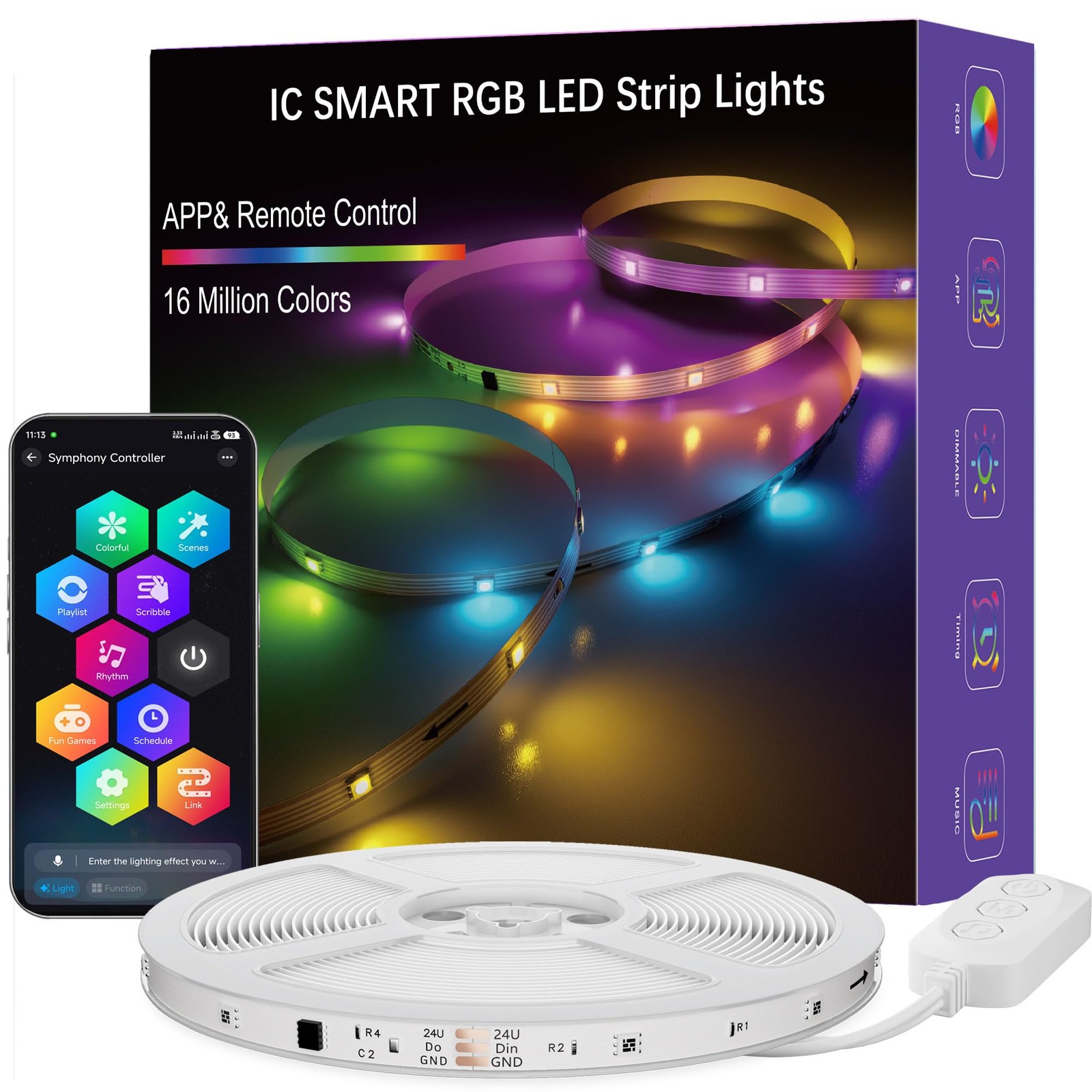 TFZBA LED Strip Lights 50FT, Smart IC RGB Segmented DIY Multicolor gallery