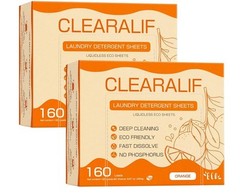 2 Pack Clearalif Laundry Detergent Sheets Upto 320 Loads ECO Friendly, Cleaning