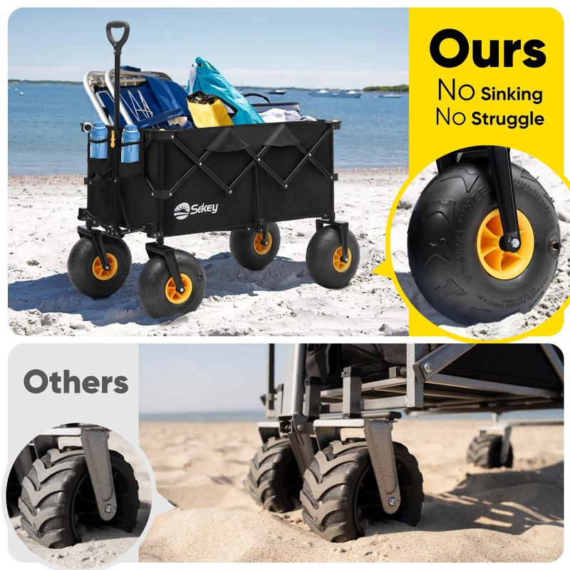Sekey Beach Wagon – 440lb Capacity, Sand-Proof Wheels, Foldable. gallery