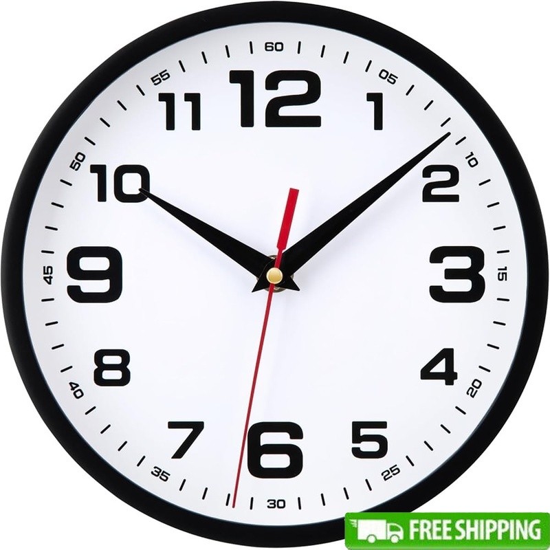 Silent Wall Clock Battery Operated Large Numbers Easy Read Modern Round Clock US gallery