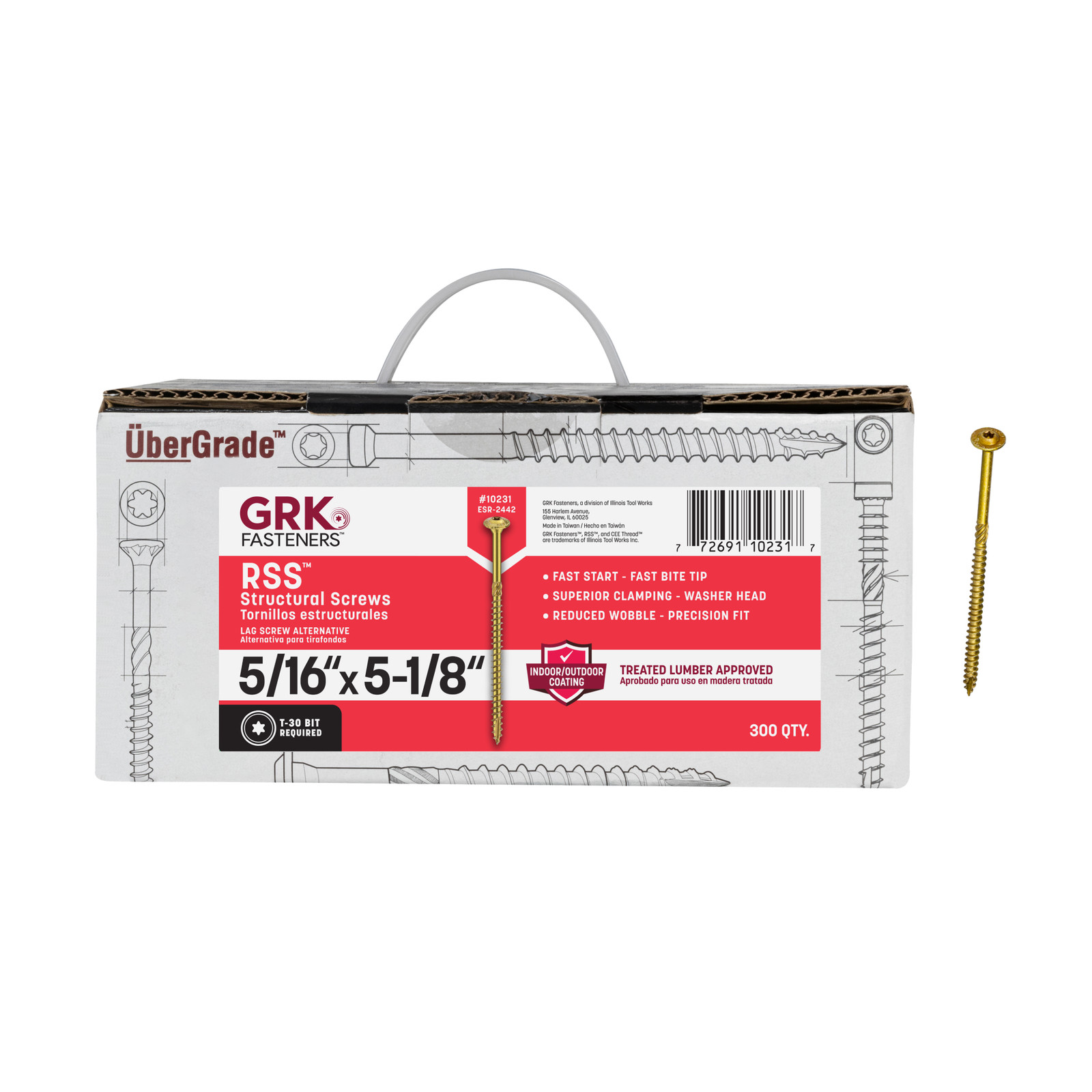 GRK Fasteners RSS™ 5/16 x 5-1/8 Inch, Rugged Structural Screws, 300 PCS, Rust gallery