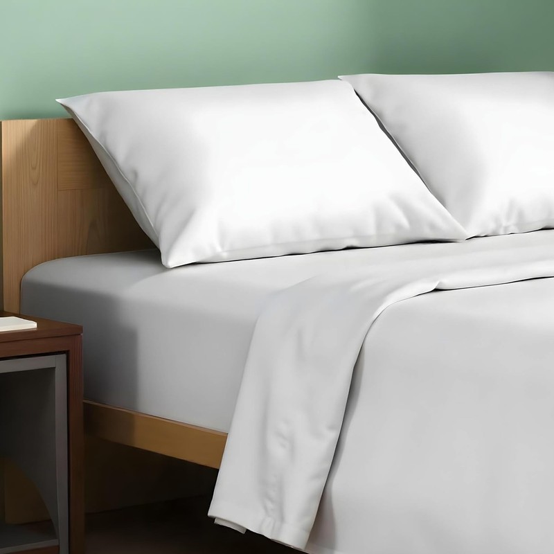 100% Organic Cotton Percale Sheets King Size - Crisp & Cooling 4 PC Set gallery