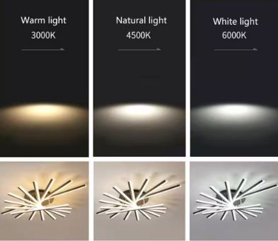 Oukaning 47 in. 9-Light Black Integrated LED Modern Flush Mount Ceiling Lamp gallery